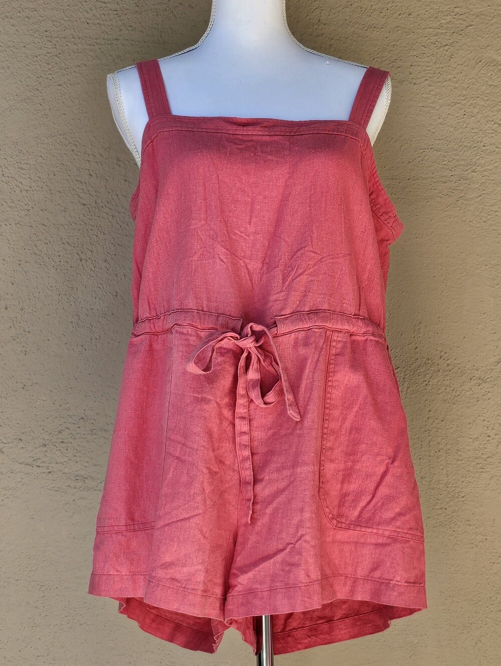 GAP Linen Blend Coral Romper Sz 14 P